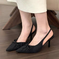 Small Niche Blue High Heels, French Toe Sandals, Fairy Shoes, 2025 Spring and Summer Bow with Skirt, Single Shoe Zpaxo black 39