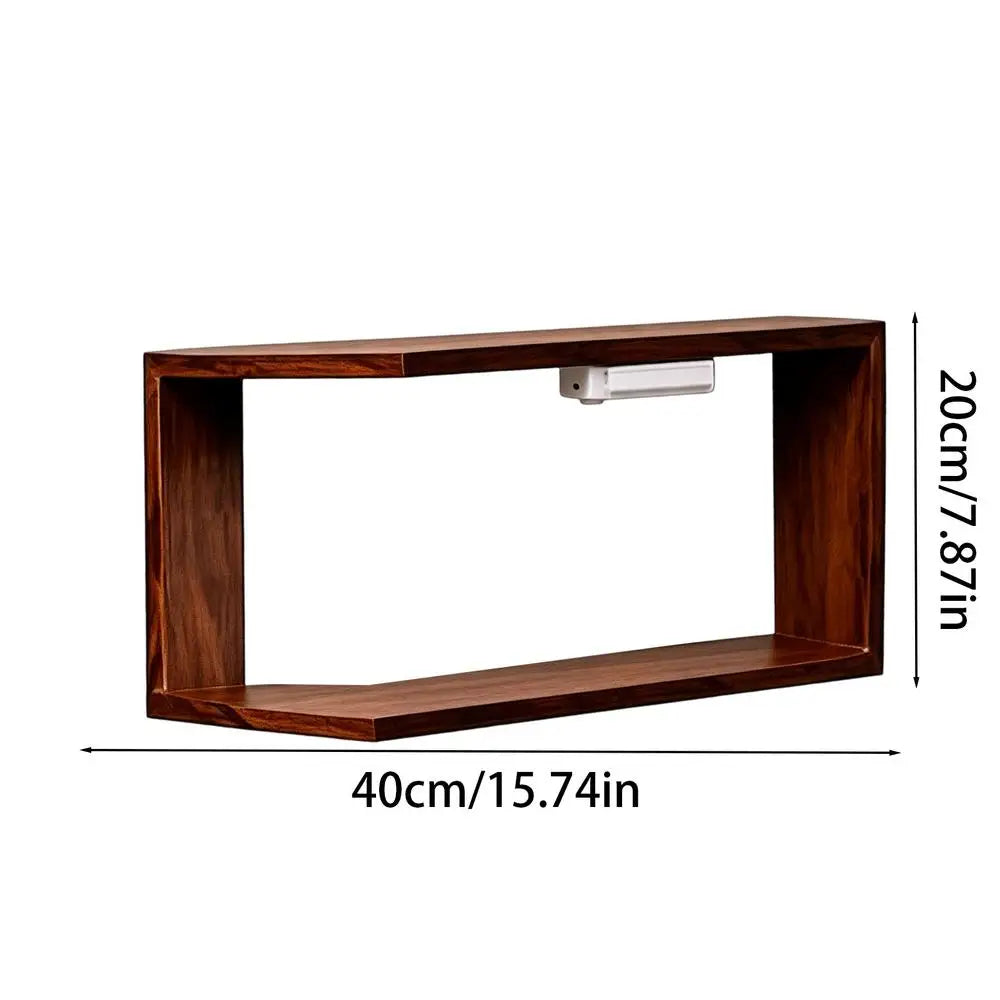 Corner Shelf L Shaped Rustic Storage Organizer LED Lights Floating
