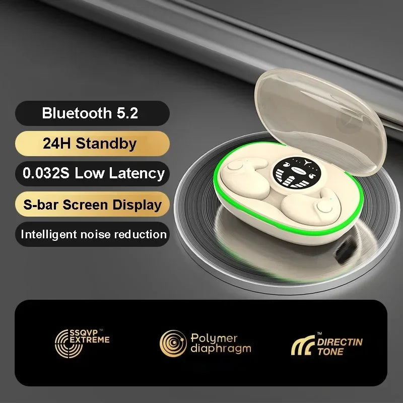 Invisible Sleep Earphones Bluetooth 5 3 Headphones TWS Wireless Zpaxo MD558-Khaki