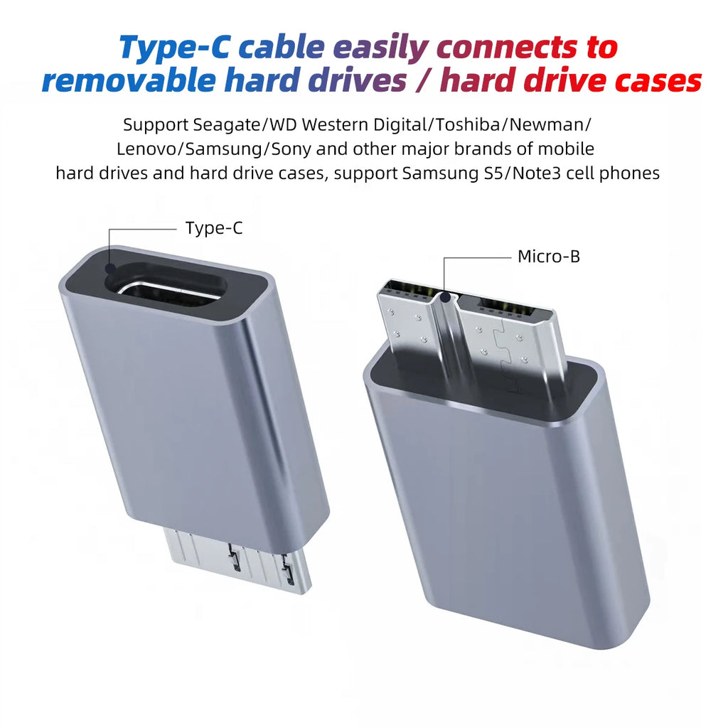 USB Type C to Micro B 3.0 Adapter External Hard Drive Disk HDD Cable For Sony Seagate Newsmy Toshiba Cable Converter Accessories Zpaxo