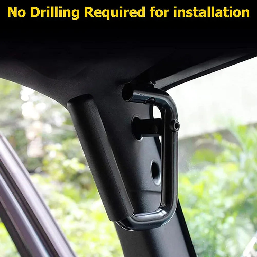 Front Grab Handles for 2007–2018 Jeep Wrangler JK JKU – Black Steel