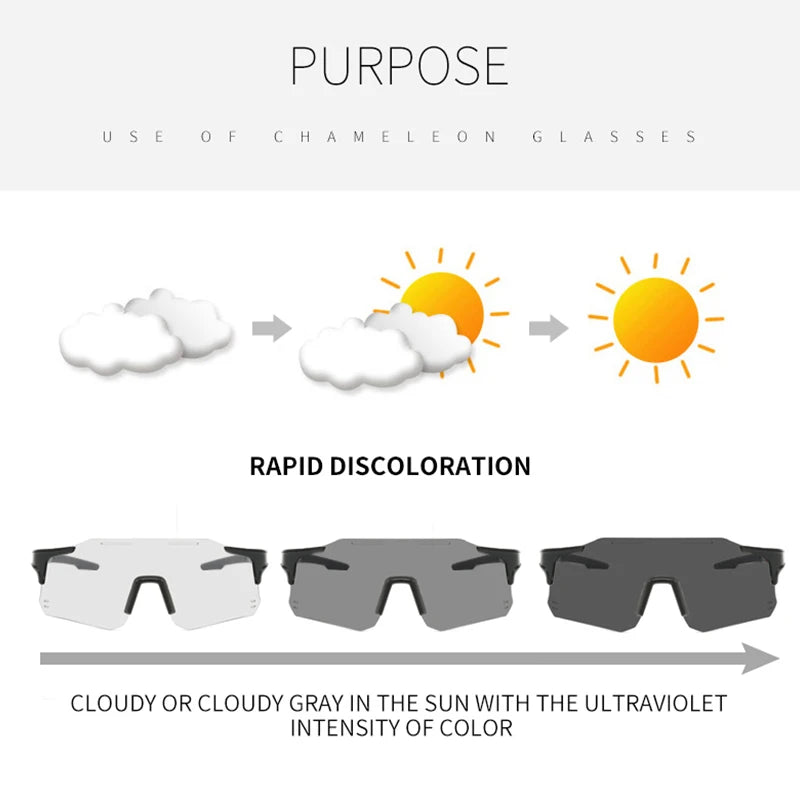 Cycling Glasses Outdoor Sports Sunglasses Men Women Photochromic Cycling Eyewear MTB Glasses Road Riding Bike Sunglasses Goggles Zpaxo
