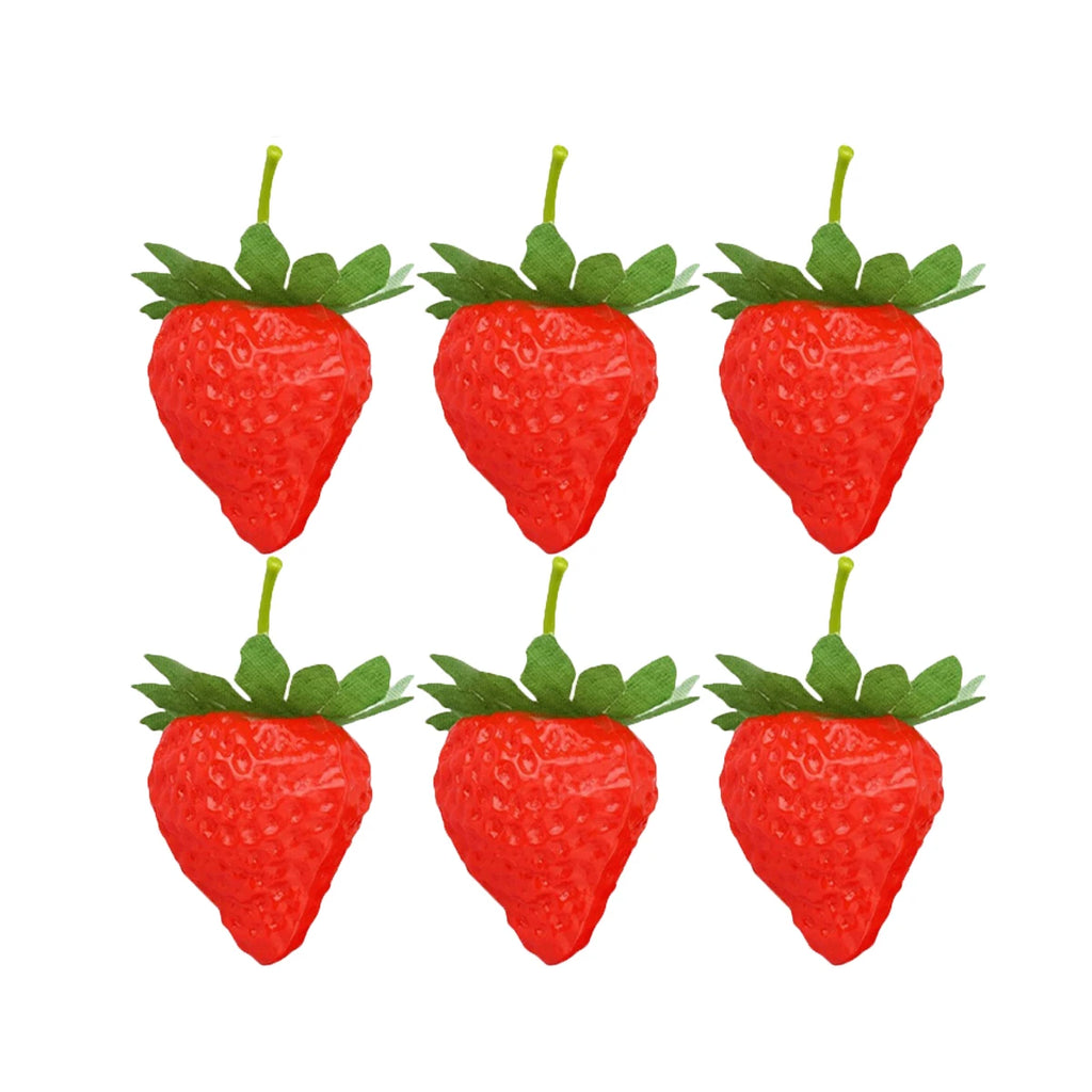 Matte Artificial Strawberries – Fake Fruit Décor & Photo Props