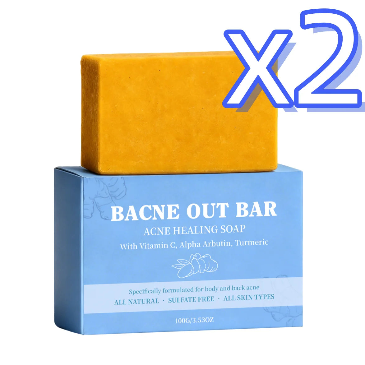 Turmeric Exfoliating Soap – Acne, Dark Spots & Deep Clean Exfoliating Soap Bar Zpaxo 100g Boxed x 2pcs