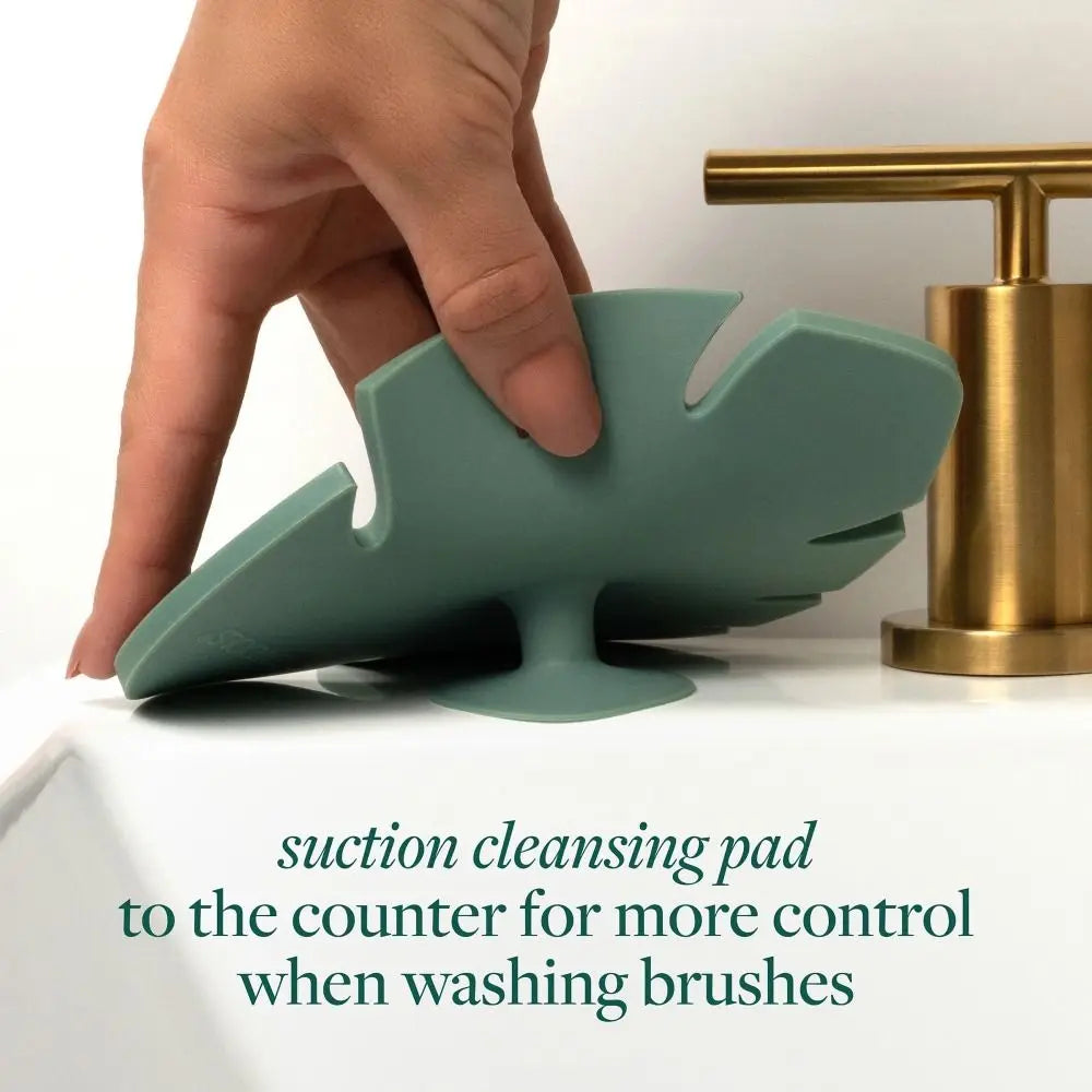 Leaf-shaped Makeup Brush Cleaner Anti-slip Silicone Cosmetic Cleaning Pads with Suction Cup Portable Make Up Brush Cleaning Mat Zpaxo