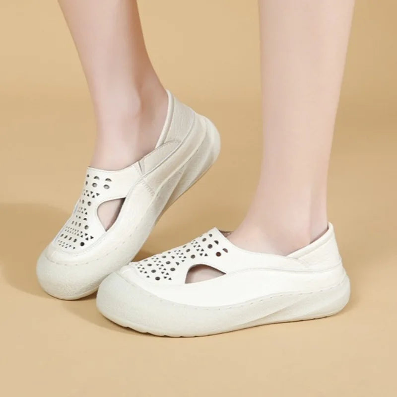 Round Closed Toe Hollow Out Breathable Comfortable Lightweight Zpaxo