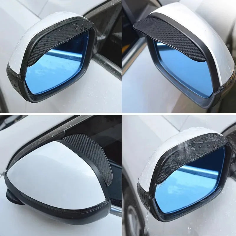 Carbon Fiber Car Rearview Mirror Rain Visor Cover – 1–4 Pairs