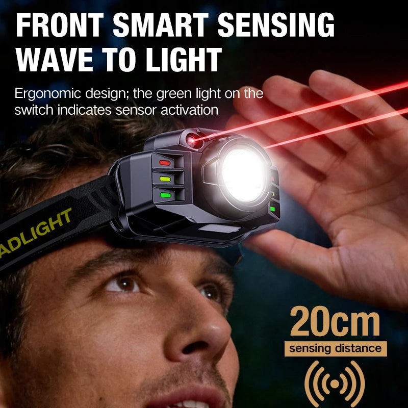 Outdoor ABS Headlights Night Fishing Lighting Mini Wave Sensing Head