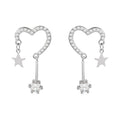 Heart Star Stud Earrings Fashion Double-shape Women Cute Daily Wear Zpaxo silver