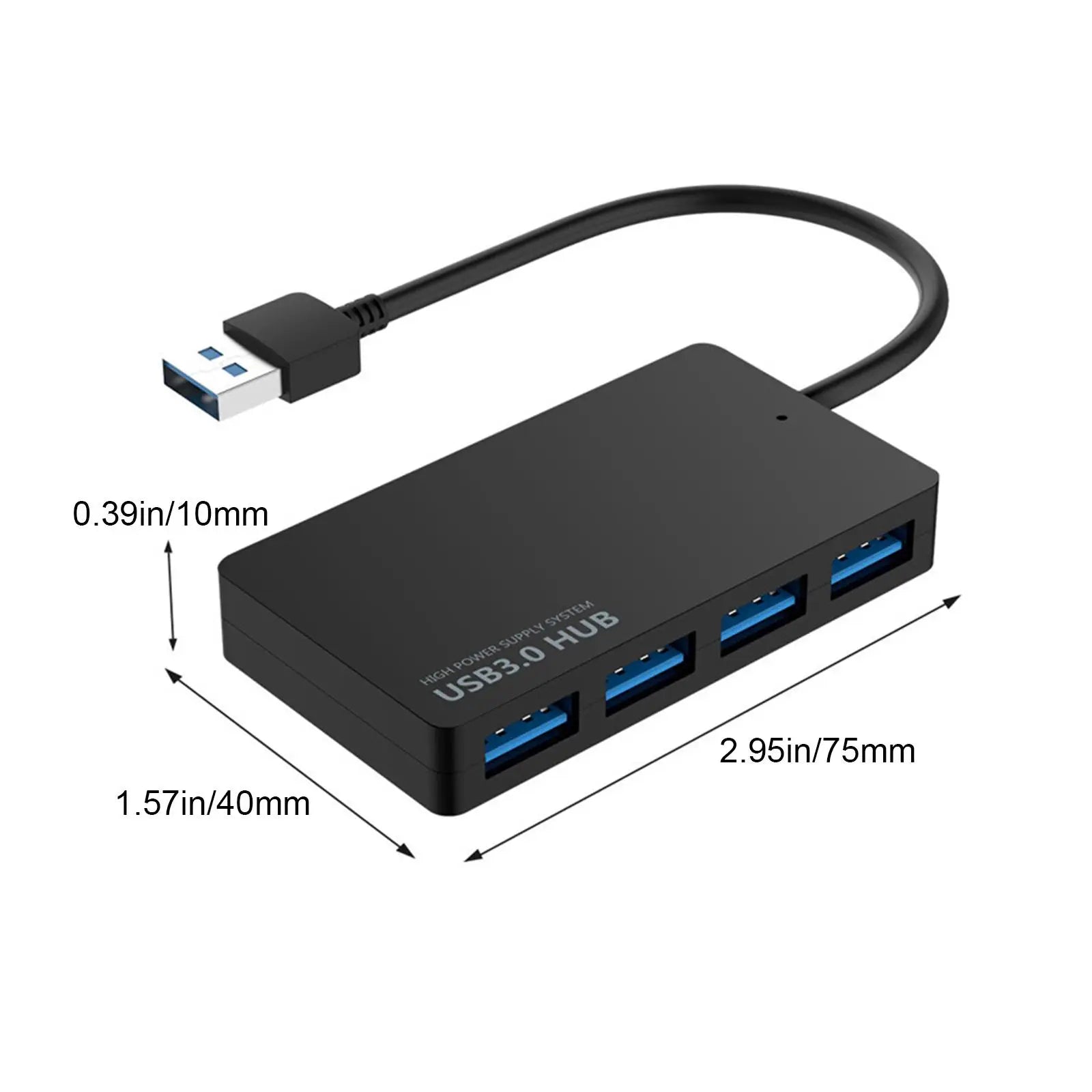 4-Port USB 3.0 Hub Splitter – 5Gbps High-Speed Port Expander USB Hub Zpaxo