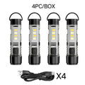 Outdoor Strong Light LED Flashlight Mini Portable Keychain USB