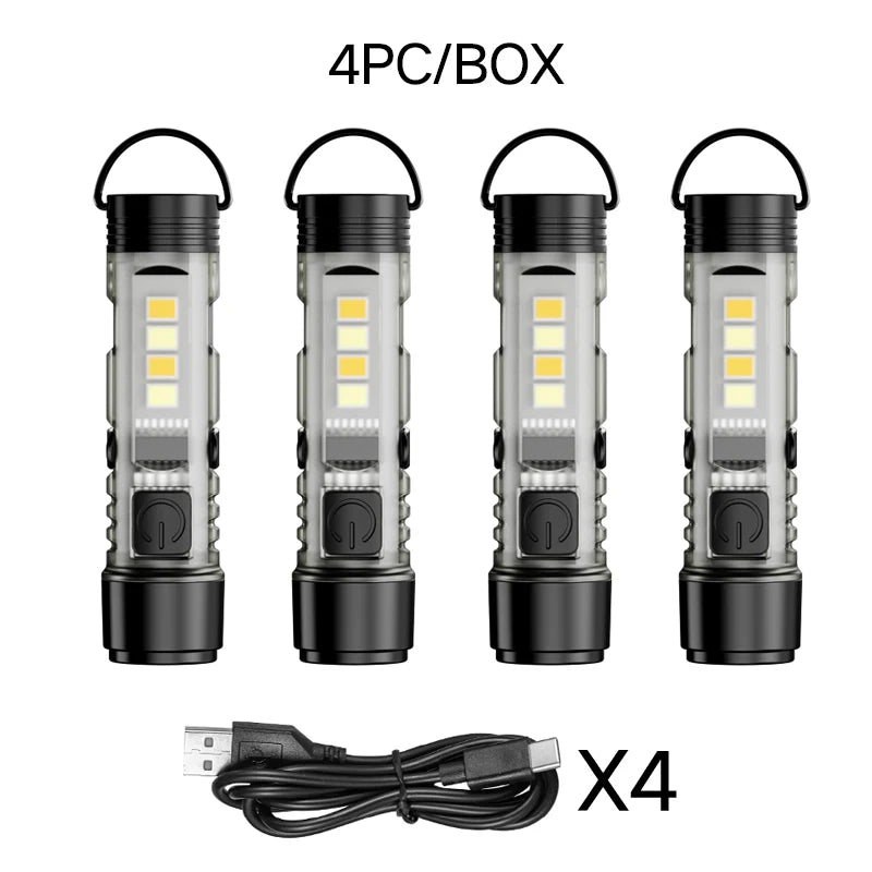 Outdoor Strong Light LED Flashlight Mini Portable Keychain USB