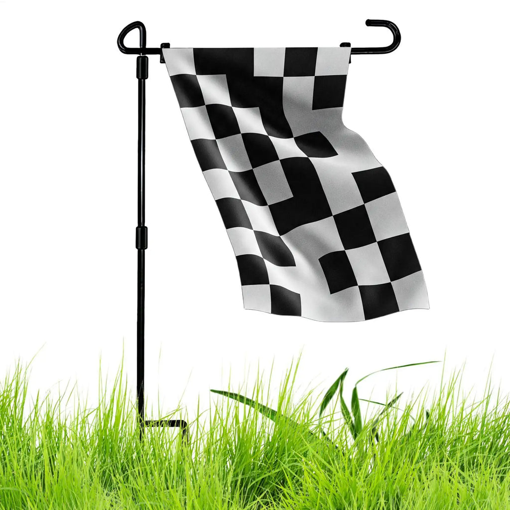 Garden Flag Holder Heavy Duty Metal Stand Windproof Clips Outdoor