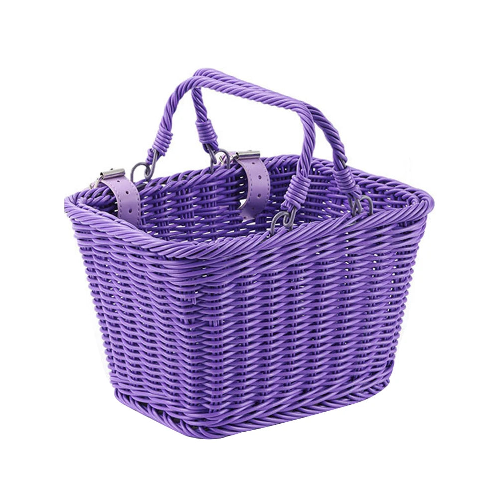 Bike Front Basket Handles Cute Square Bicycle Adjustable Leather