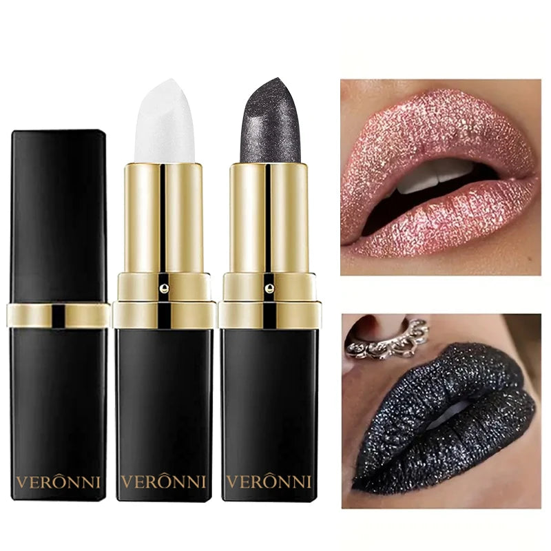 Diamond Shimmering Lipstick Pigmented Glitter Metallic Lipgloss Lips Zpaxo
