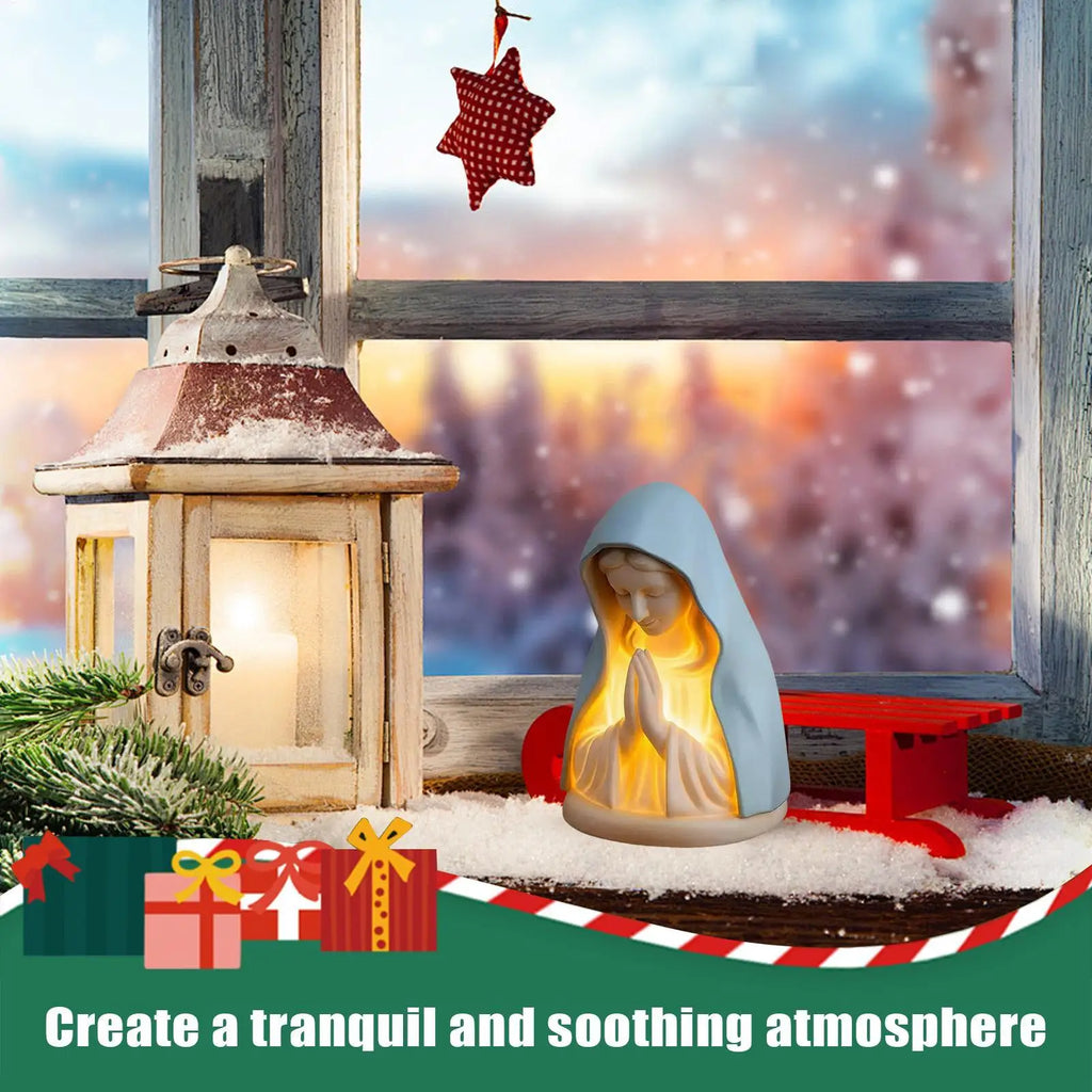 Blessed Mother Mary Night Light Plug Warm White LED Religious Decor