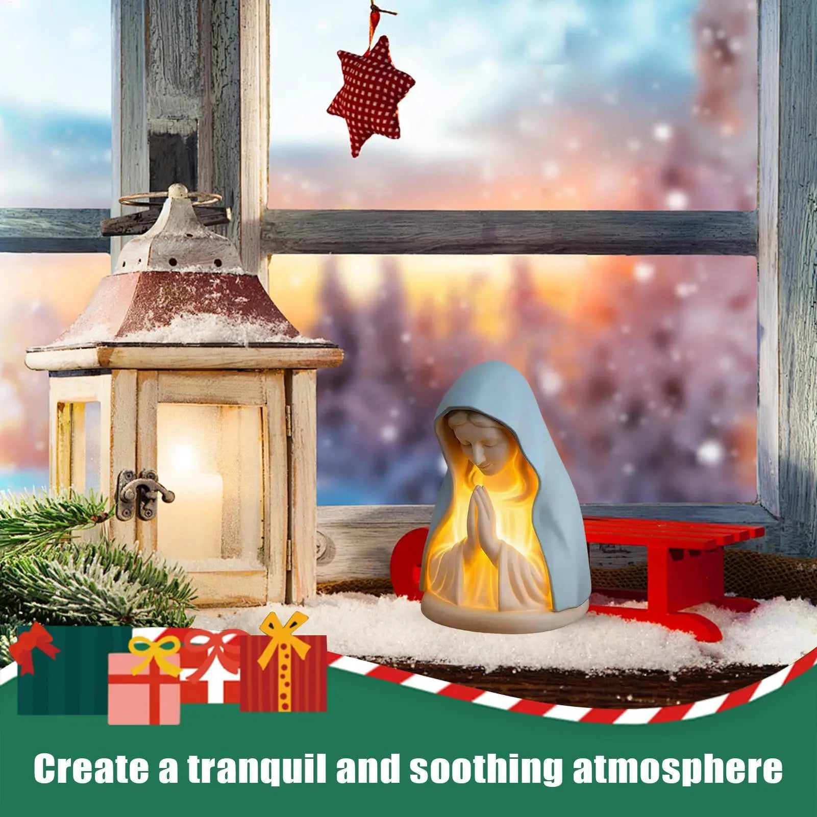 Blessed Mother Mary Night Light Plug Warm White LED Religious Decor