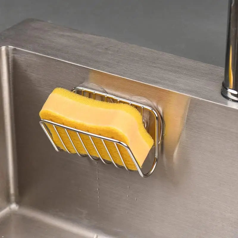 Sponge Holder Kitchen Sink Stainless Steel Suction Cup Caddy Supplies