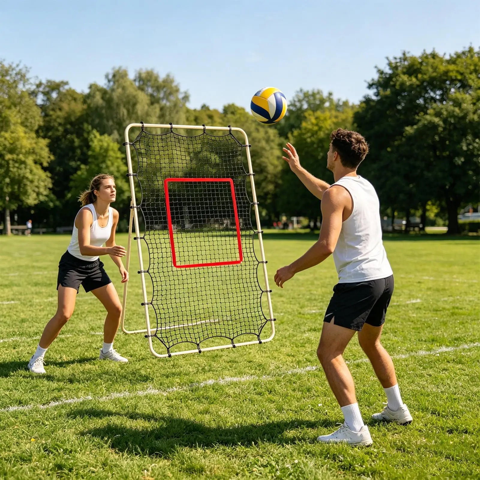Volleyball Rebounder Net Mesh Adjustable Catcher Fit 74Ft Frame 28