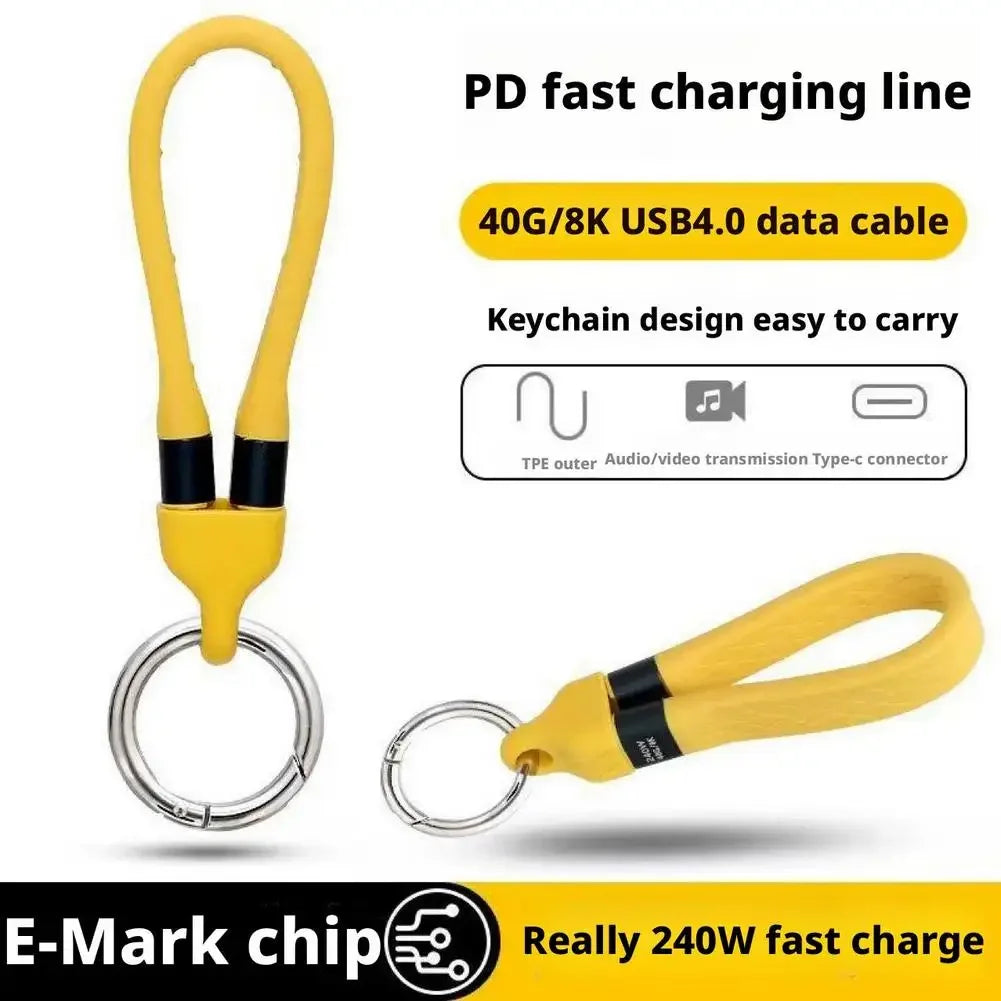 240W USB-C Keychain Cable 40Gbps Fast Charging & Data Transfer USB-C Charging Cable Zpaxo