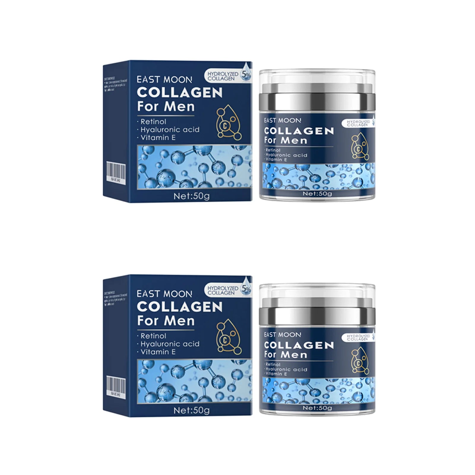 Men's Retinol Collagen Face Cream – Anti-Wrinkle & Firming Men's Face Cream Zpaxo 2 x 50g Boxed