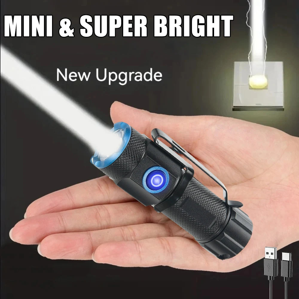 KDULIT Mini XHP50 LED Flashlight 1000LM USB Rechargeable Torch
