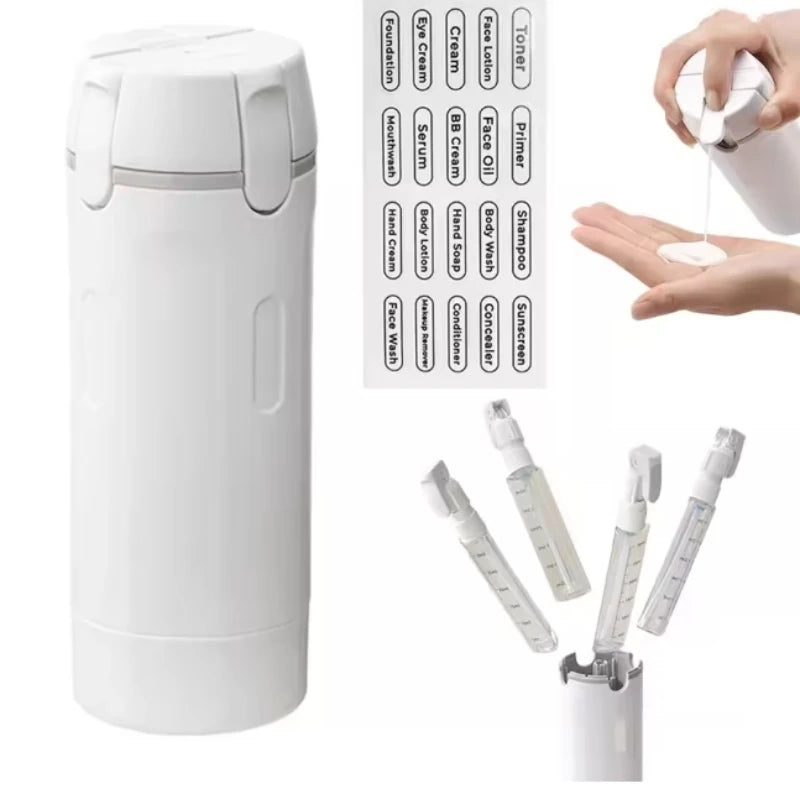 4-in-1 Leak-Proof Travel Bottles | Refillable Toiletry Dispenser Travel Toiletry Bottles Zpaxo White