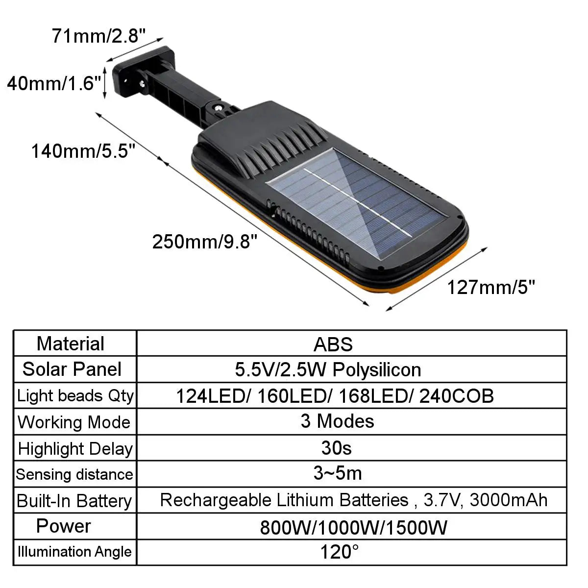 Solar Street Lights PIR Sensor 3000MAH Panel 168 LED Lamp Outdoor 3 Zpaxo