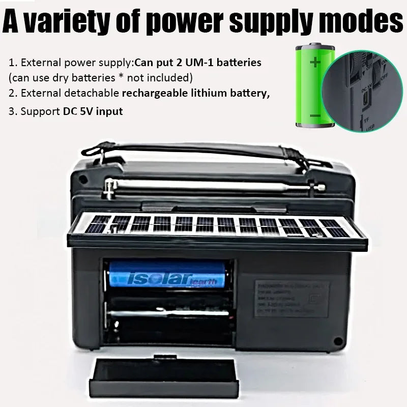 Portable FM AM SW Radio Solar Charging Multi Band Emergency Radios