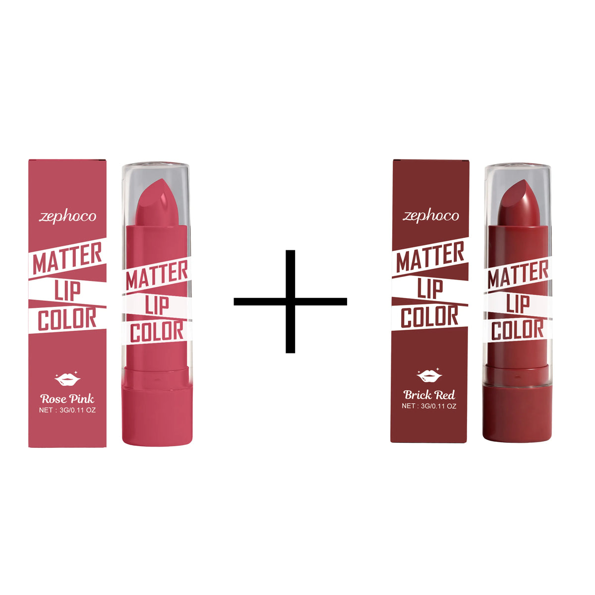 Brick red moisturizing lipstick, gives natural lip color, non-transfer, smooth for everyday use Zpaxo 2-in-1