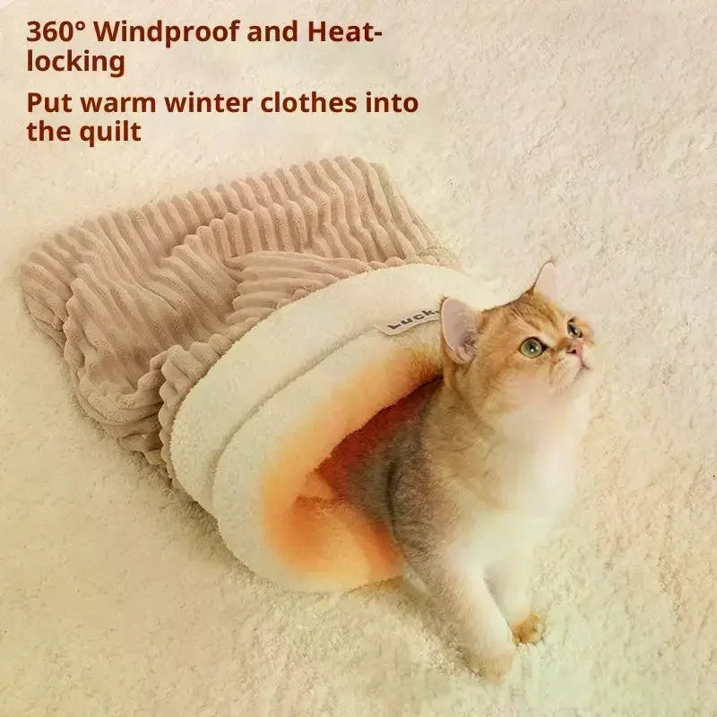 Closed Cat Cave Bed – Warm Thickened Sleeping Bag for Cats Cat Cave Bed Zpaxo