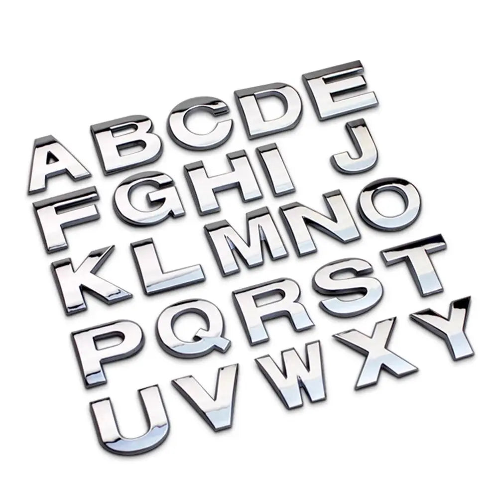 Car Styling Waterproof DIY Metallic Badge 3D Sticker Metal Alphabet Zpaxo