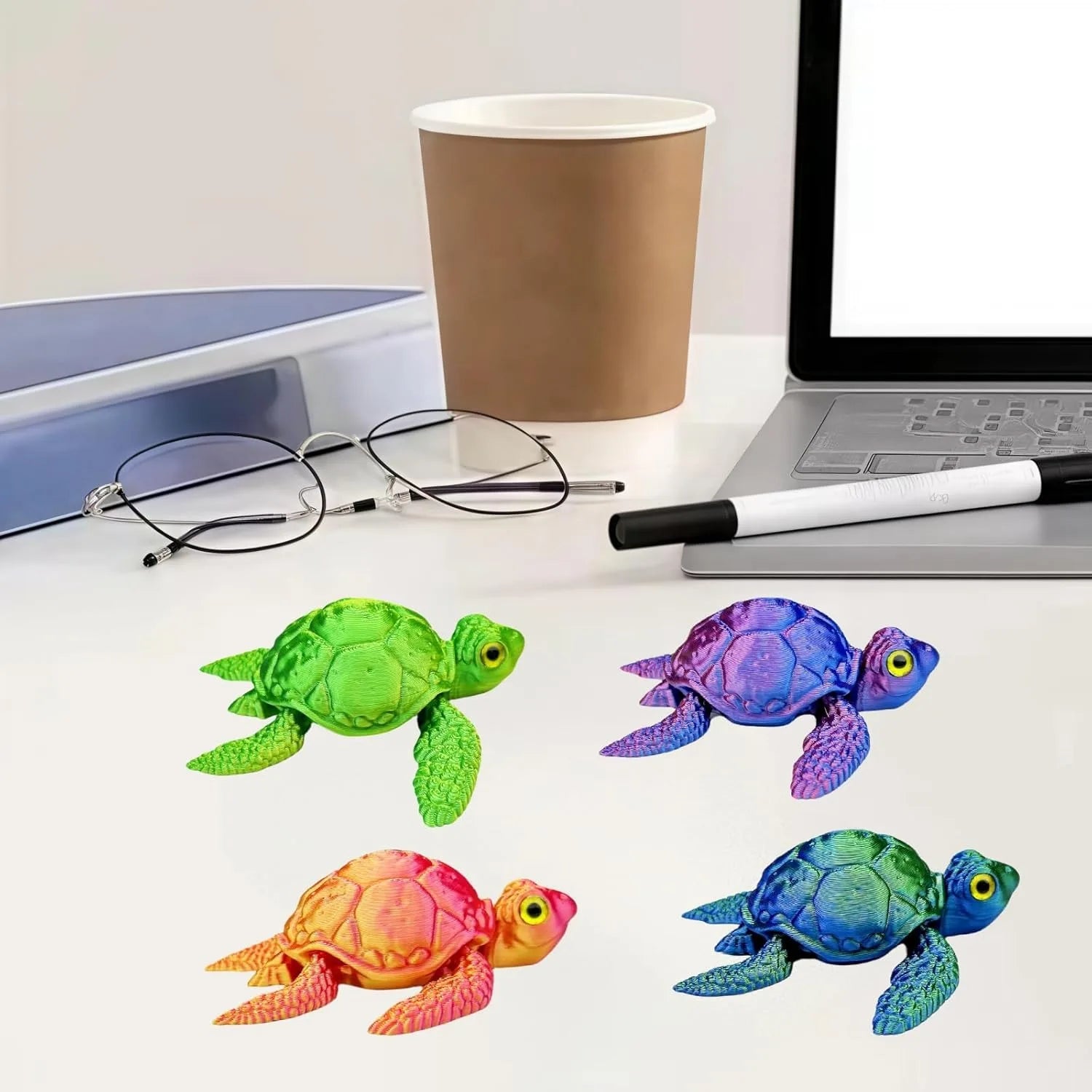 3D Printed Turtle Animals Flexible Adults Home Office Decor Stocking