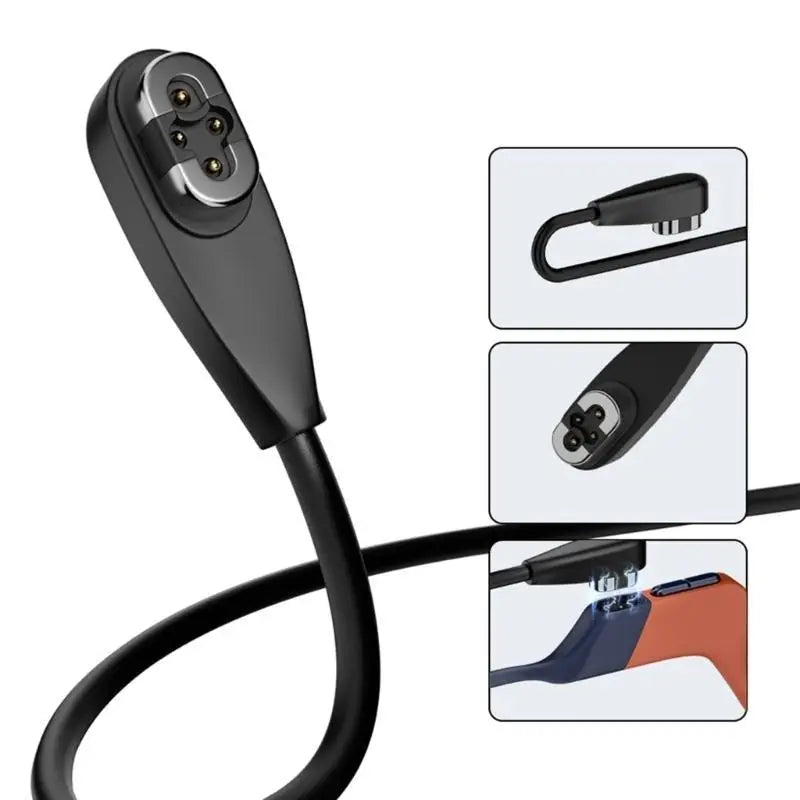 Magnetic Replacement Charging Cable Type C/USB 4Pin Earphones Fast Charging Wire Line for S710 Black Zpaxo