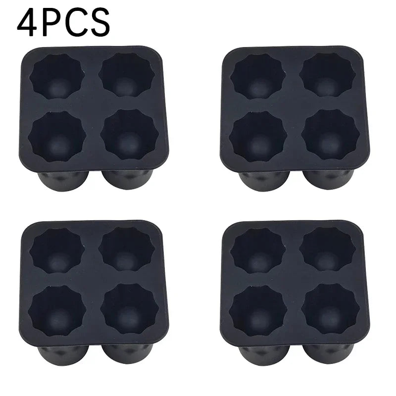 Silicone Shot Glass Mold 4 Cavities Round Ice Reusable Non-stick Zpaxo Black-4PCS