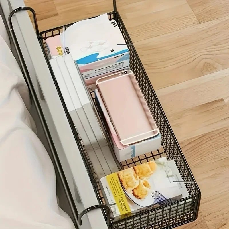 Iron Bedside Storage Basket Hanging Behind Dormitory Door