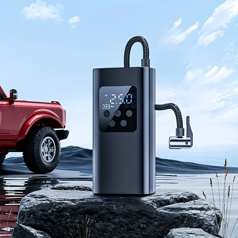 Digital Display Portable Air Compressor, Tire Inflator,Wireless Smart One-Button Quick Inflator with LED Light,Suitable for Cars Zpaxo