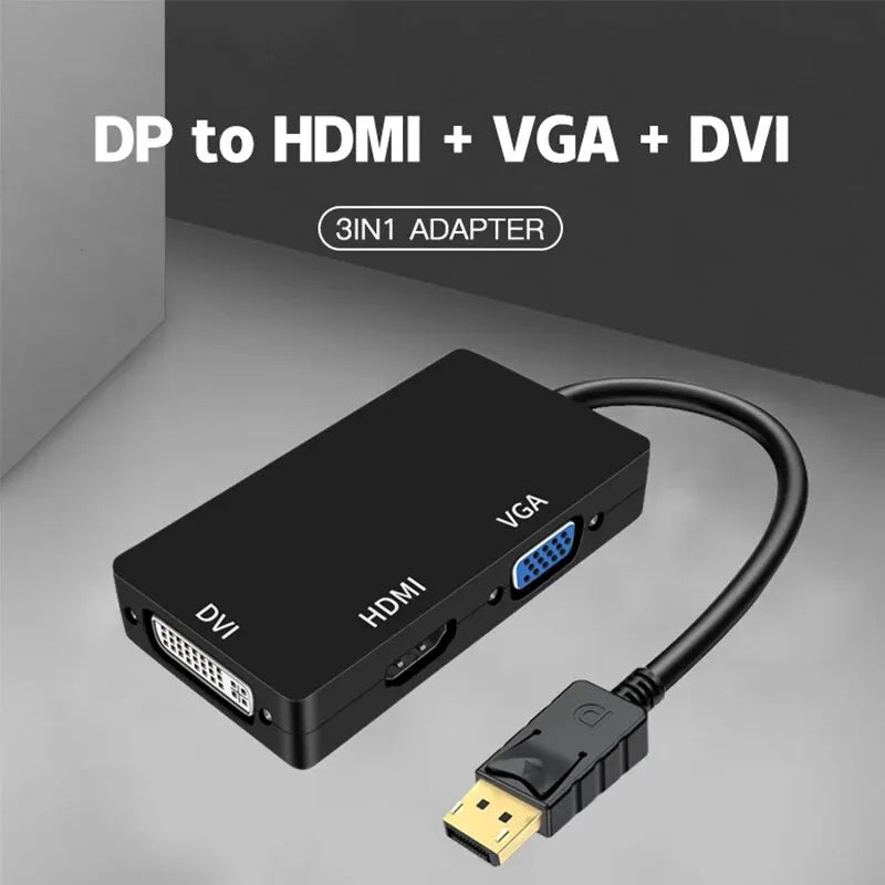 Displayport DP DVI VGA HDTV 3IN1 Adapter Converter Cable Projector TV Zpaxo