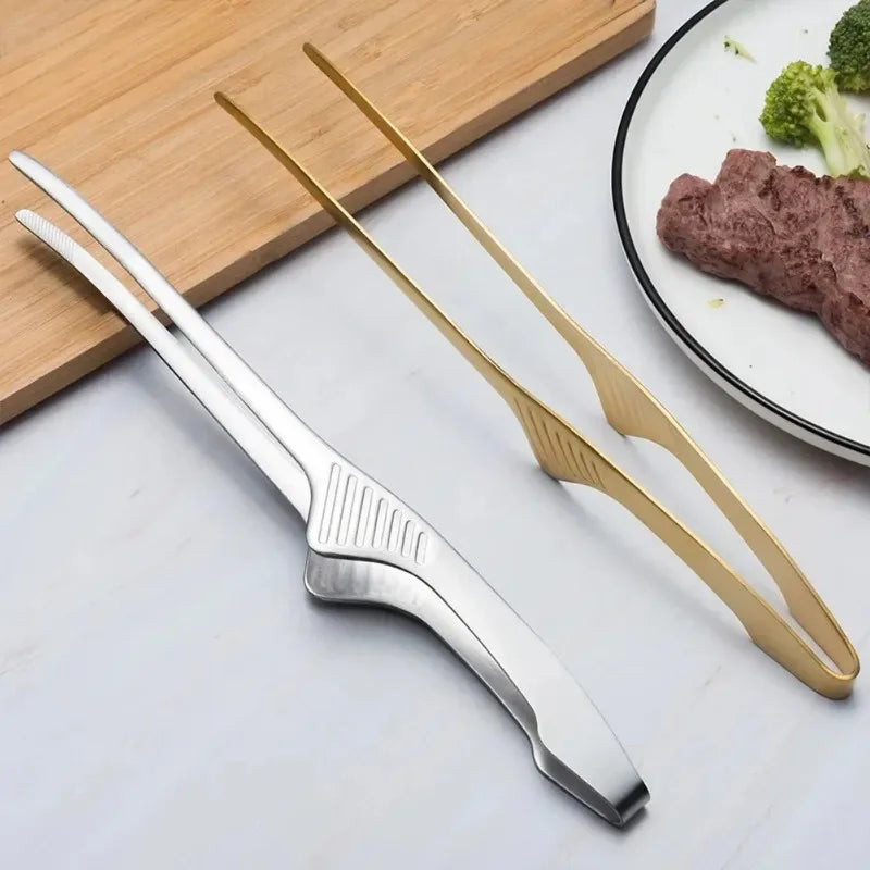 Stainless Steel Food Tongs Chief BBQ Tweezer Clip Portable Picnic