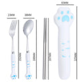 Stainless Steel Cute Cat Paw Fork Spoon Cutlery Set With Storage Box Dinnerware Tableware Silverware Lunch Portable Tableware Zpaxo 230mm blue
