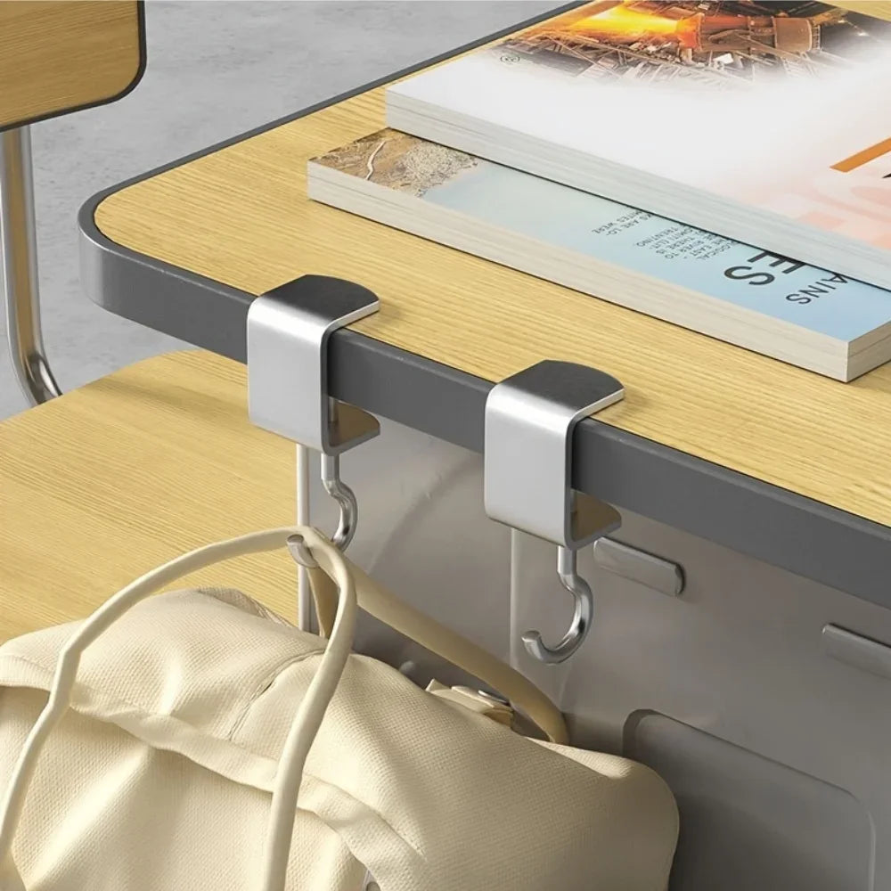 360° Rotatable Steel Table Hooks – No-Drill Desk Organizer Desk Clamp Hooks Zpaxo WHITE 4PCS