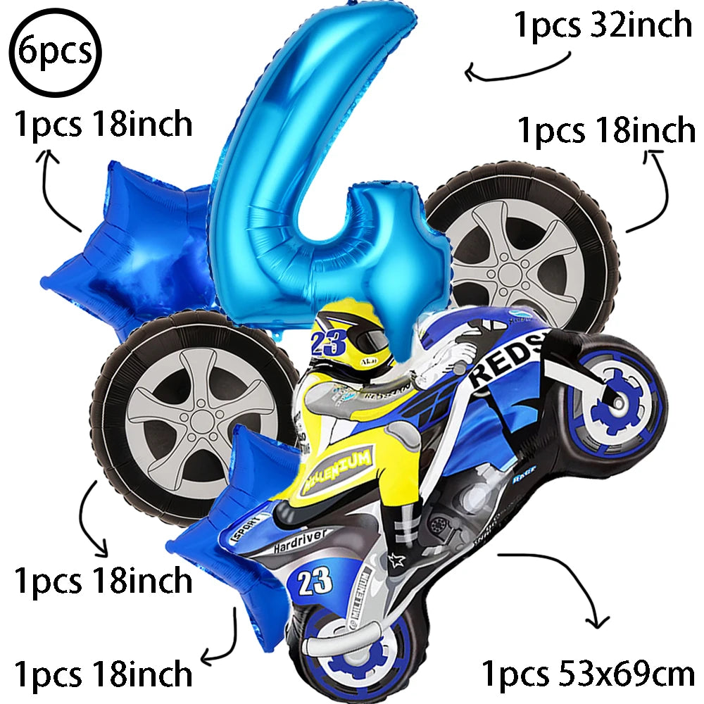 Large Motorcycle Foil Balloons Racing Car Balloon Boy Birthday Party Zpaxo 6pcs set4 Other
