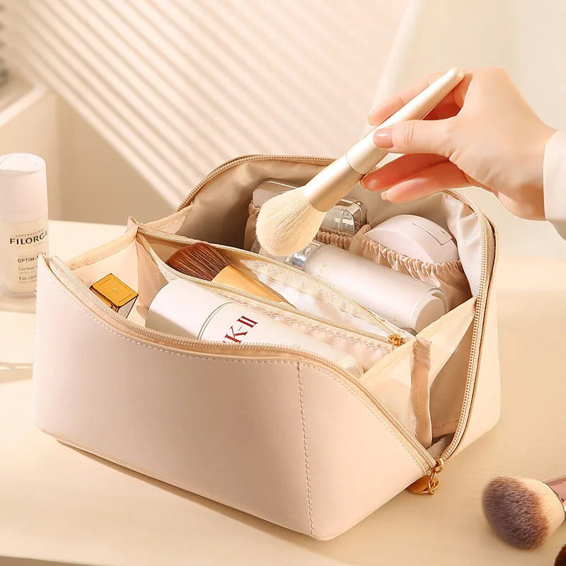 Makeup Organizer Female Toiletry Kit Bag Make Up Case Storage Pouch Luxury Lady Box, Cosmetic Bag, Organizer Bag for Travel Zip Zpaxo style 1 bag white