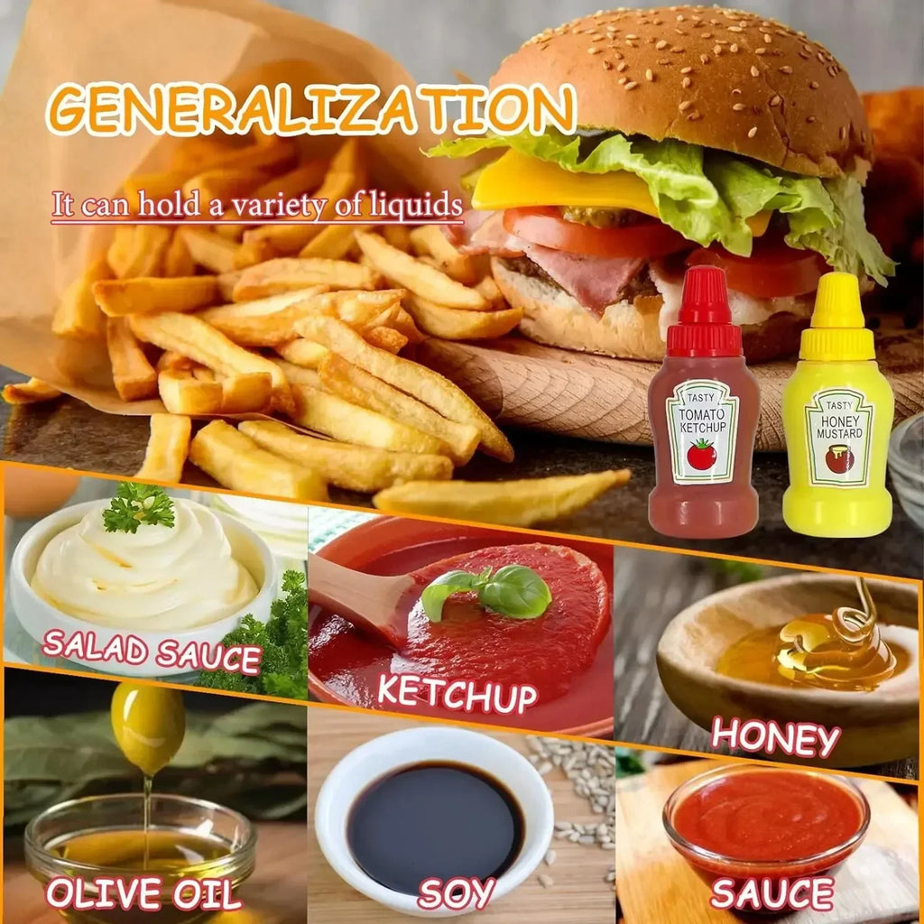 4/8pcs Mini Condiment Squeeze Bottles 25ml Honey/Ketchup/Soy Sauce/Salad Dressing Dispensers Lunchbox Squeezable Containers Jars Zpaxo