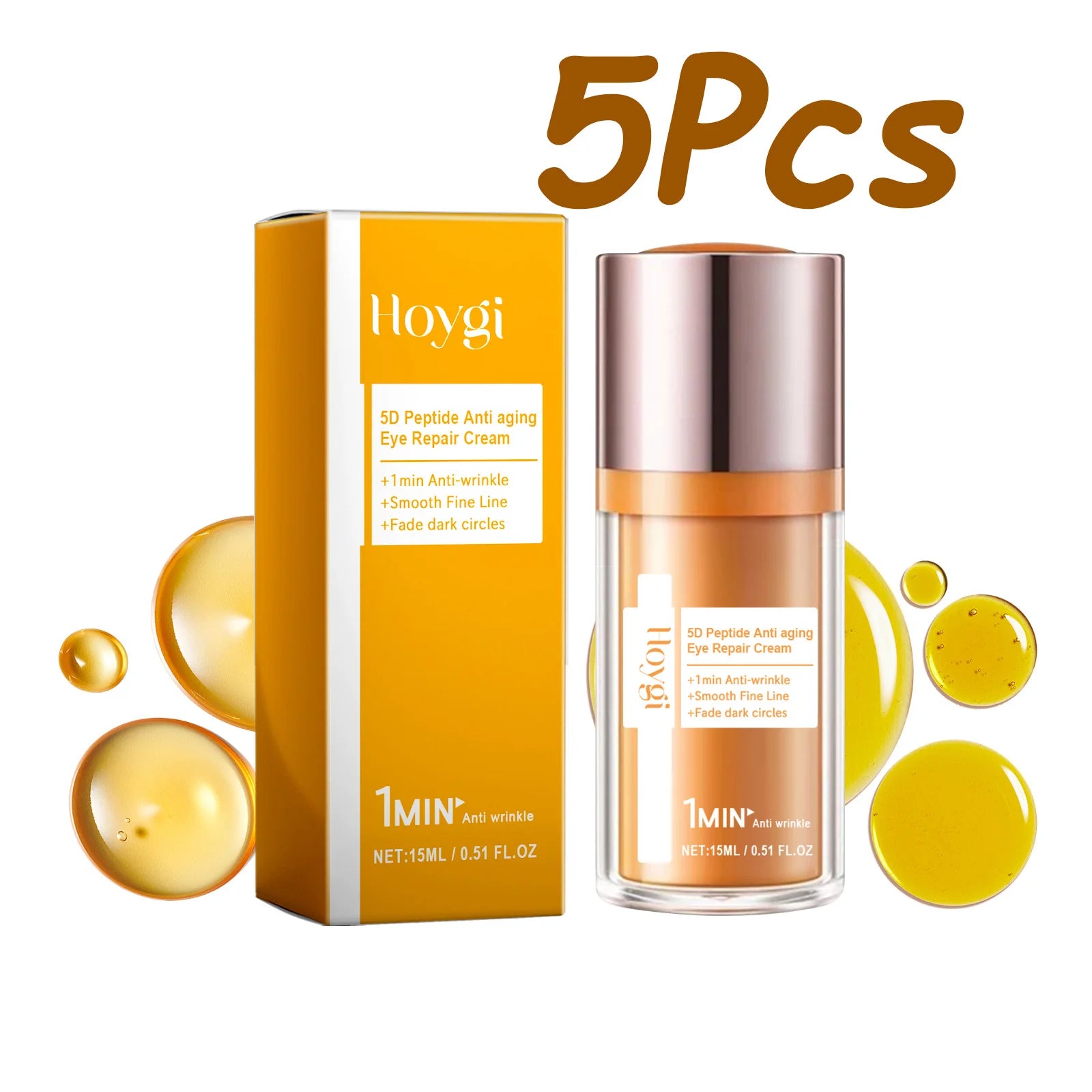 Hoygi 5D Peptide Eye Cream – Dark Circles & Anti-Wrinkle Peptide Eye Cream Zpaxo 5Pcs