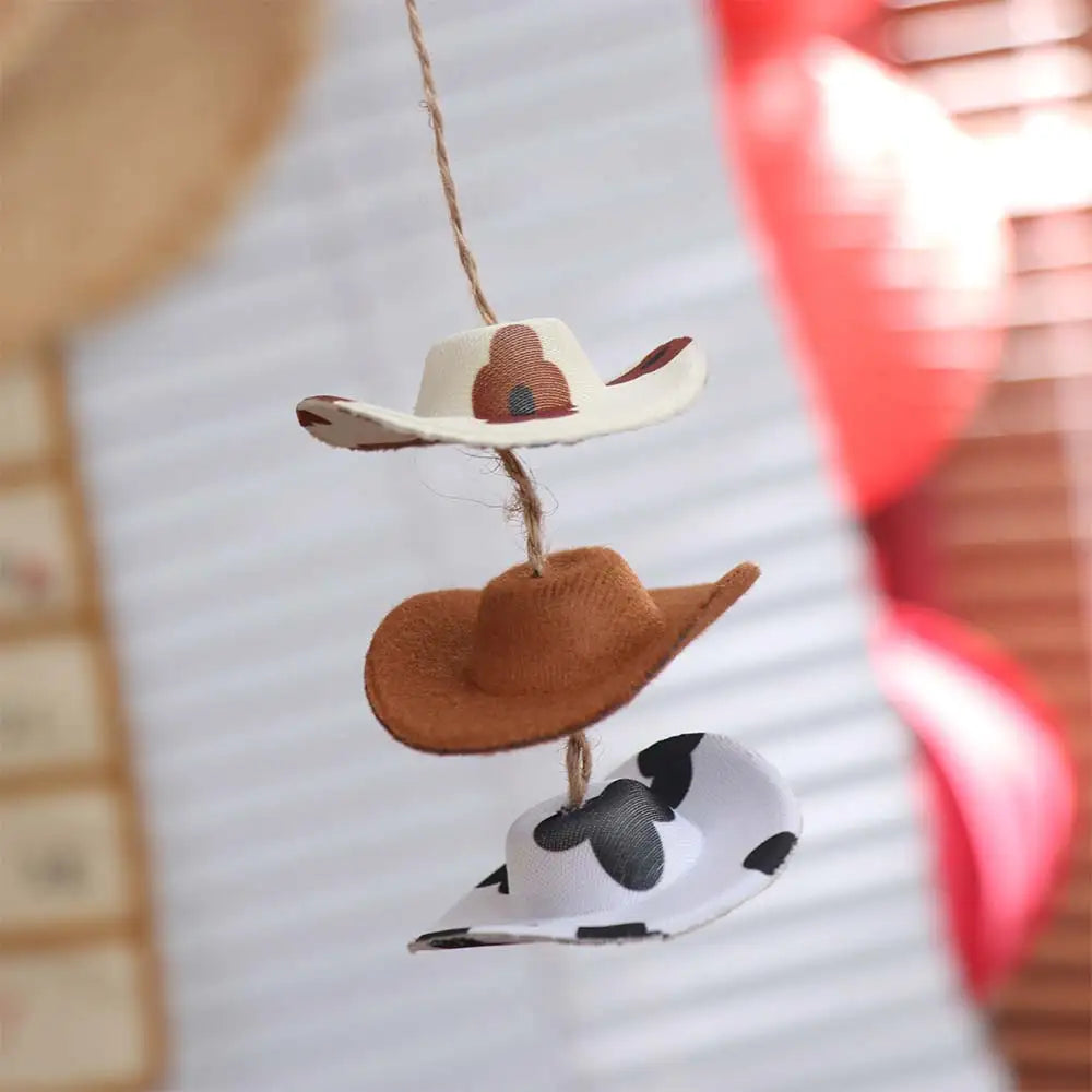Mini Cap Car Pendant Cow Pattern Cute Rearview Mirror Hanging Zpaxo