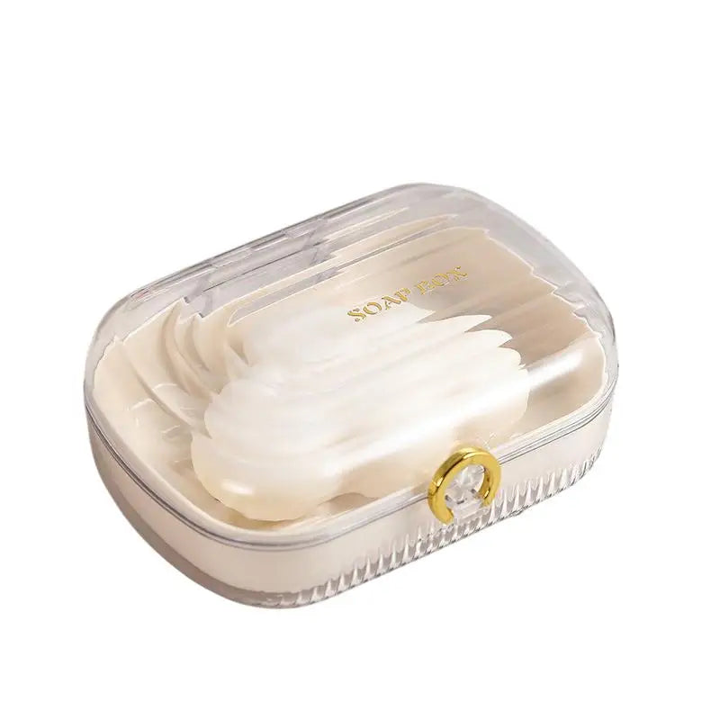 Leakproof Portable Soap Case Lid Detachable Drain Layer Home Gym Zpaxo White