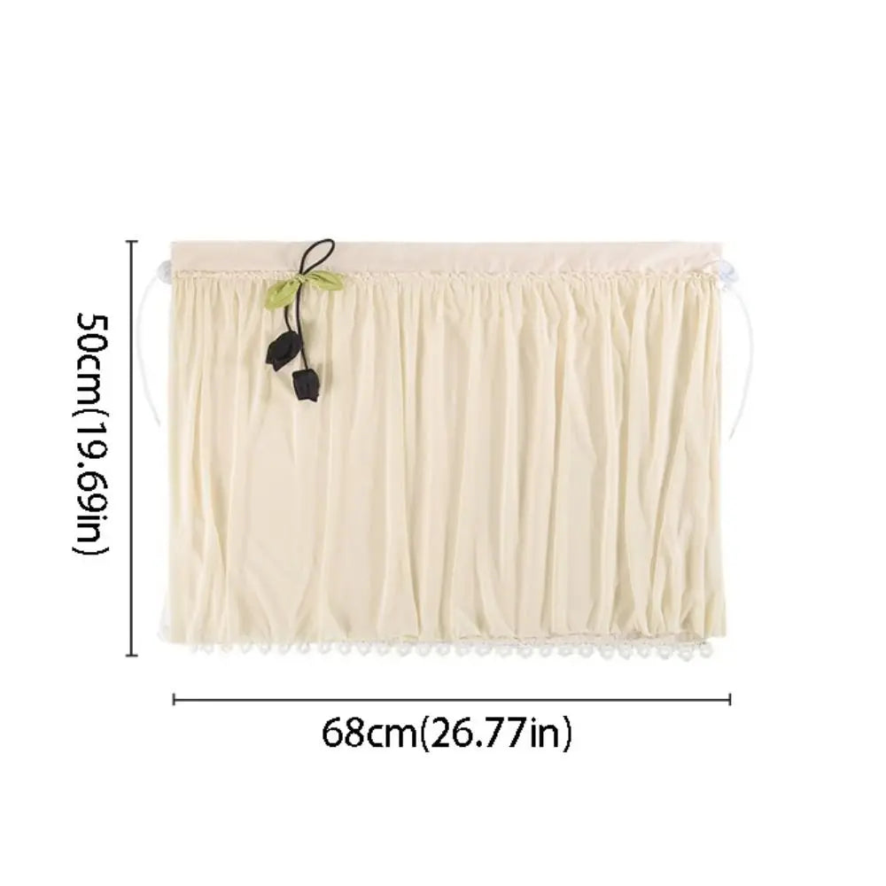 Lace Flower Fringe Suction Cup Car Sunshade Mount Double-layer Design Zpaxo