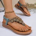 2025 Bohemian Women Platform Sandals Elastic Buckle Beaded Strap Zpaxo Blue 40