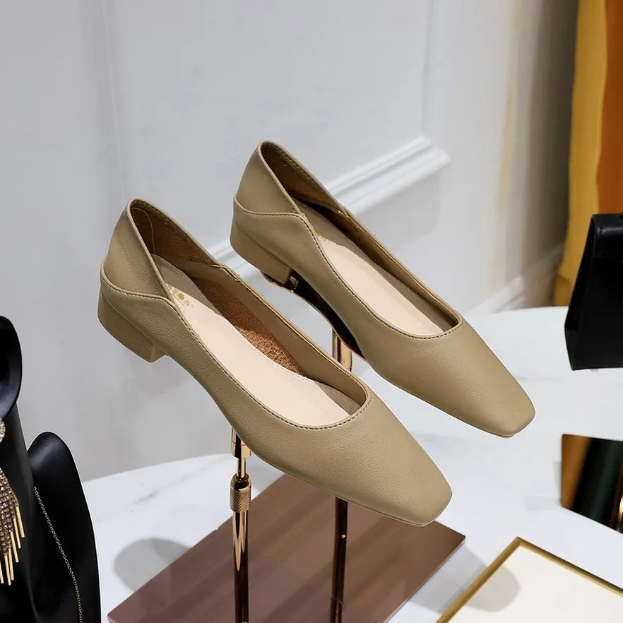 Flat Shoes for Women 2025 Spring Autumn Leisure Work Shoes Retro Fashion Flat Heel Women's Shoes Square Toe Ladies loafers Zpaxo